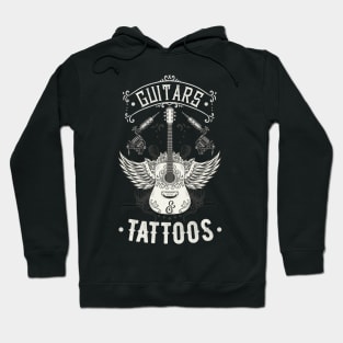 Guitars And Tattoos Vintage Guitarist Tattooed Hoodie